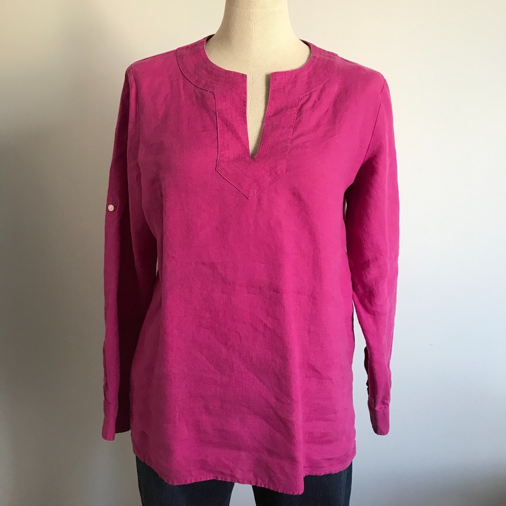 Lauren Ralph Lauren - Pink Long Sleeve Linen Top